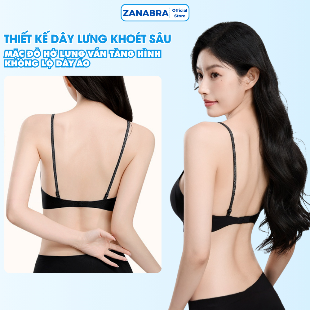 Áo ngực nữ su đúc mút giọt nước nâng ngực tự nhiên, Áo lót không gọng mút vừa dây mảnh hở lưng ZANABRA A925