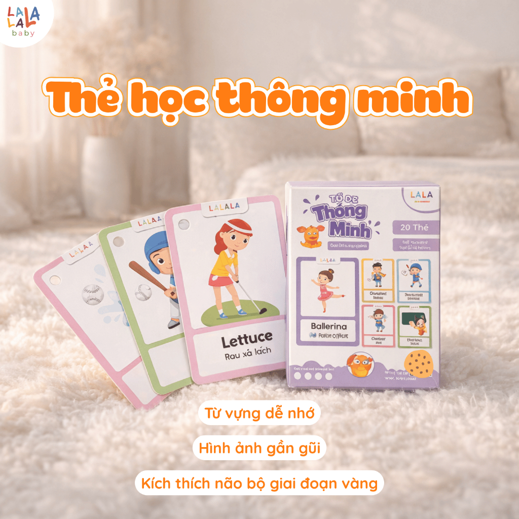 Thẻ học thông minh cho bé mini flashcard Lalala baby đồ chơi cho bé học từ vựng song ngữ Anh - Việt nhiều chủ đề