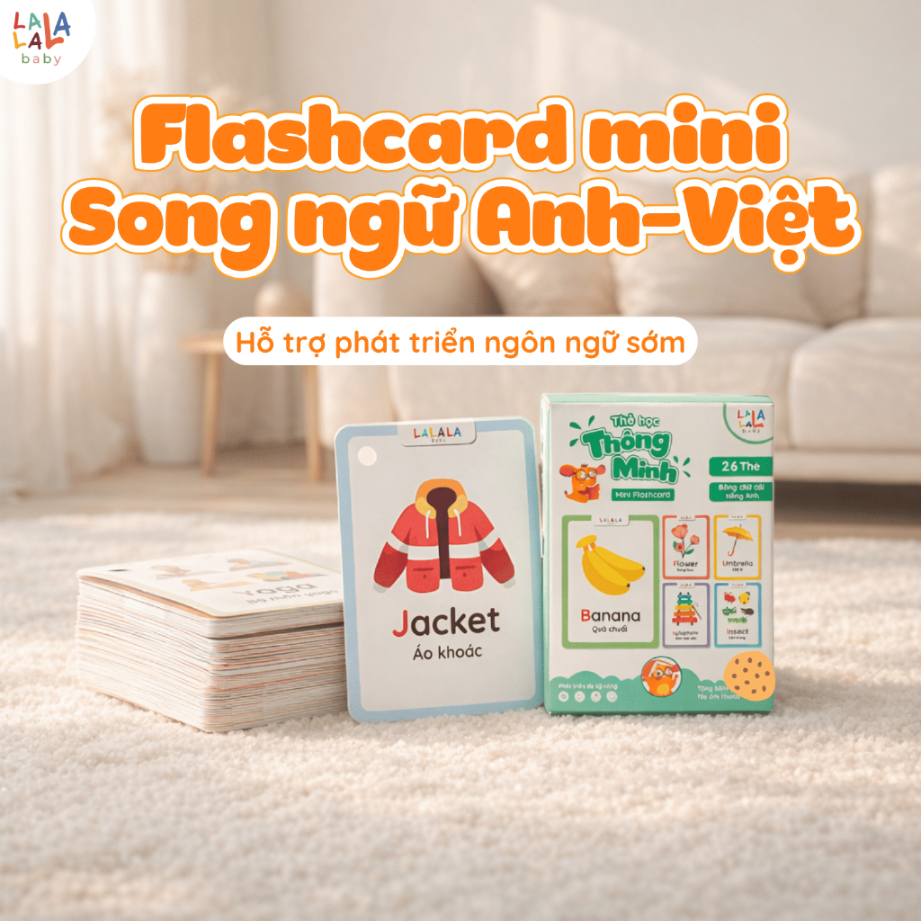Thẻ học thông minh cho bé mini flashcard Lalala baby đồ chơi cho bé học từ vựng song ngữ Anh - Việt nhiều chủ đề