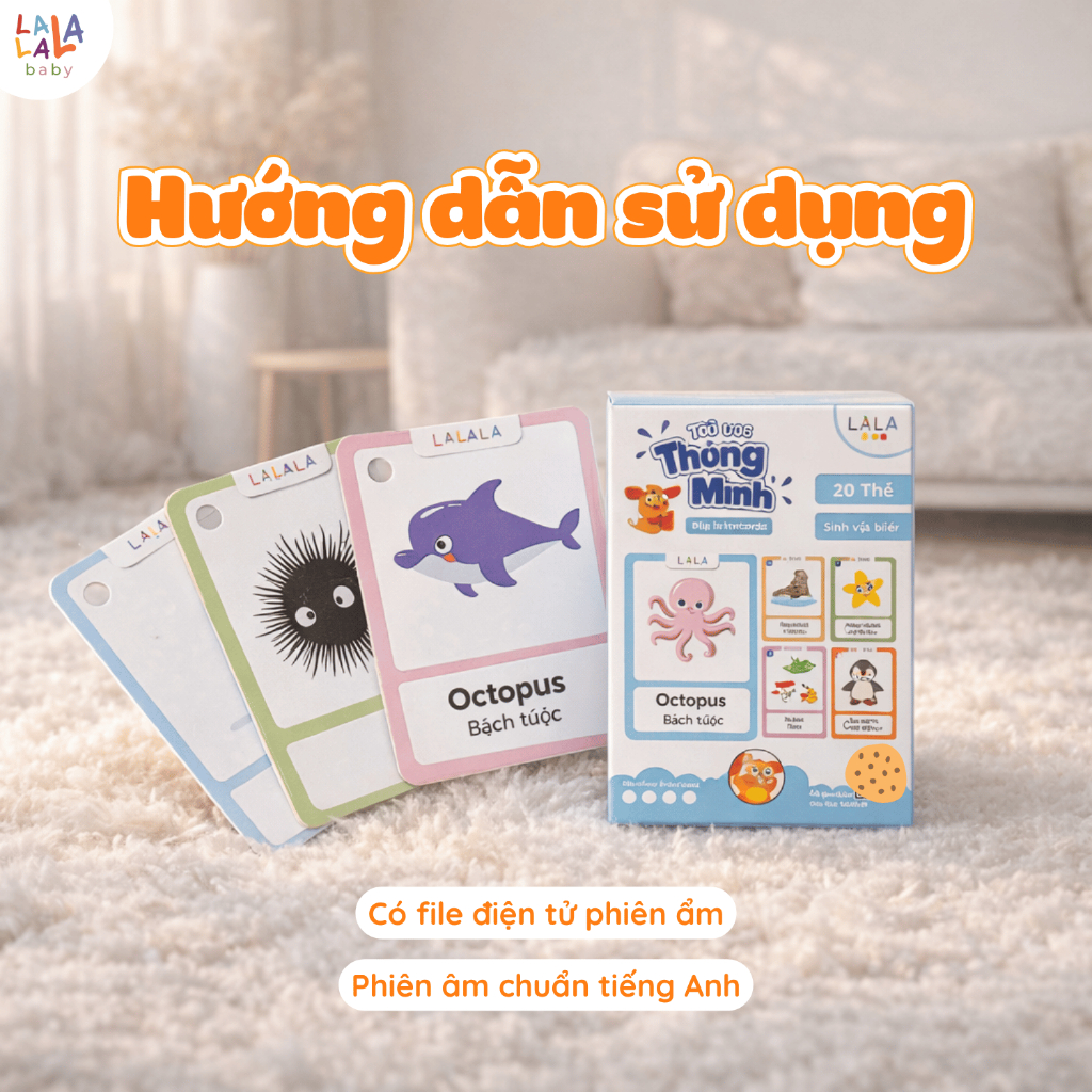 Thẻ học thông minh cho bé mini flashcard Lalala baby đồ chơi cho bé học từ vựng song ngữ Anh - Việt nhiều chủ đề