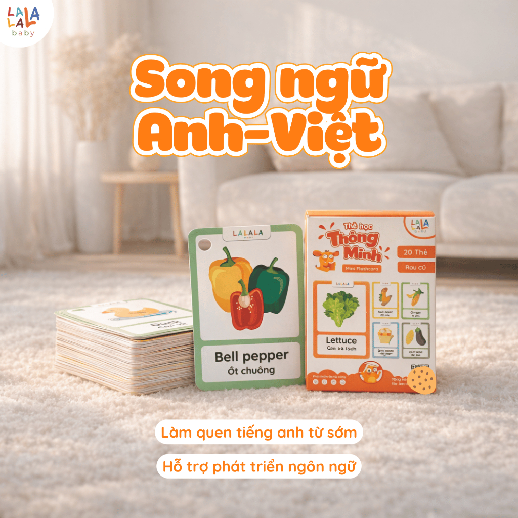 Thẻ học thông minh cho bé mini flashcard Lalala baby đồ chơi cho bé học từ vựng song ngữ Anh - Việt nhiều chủ đề