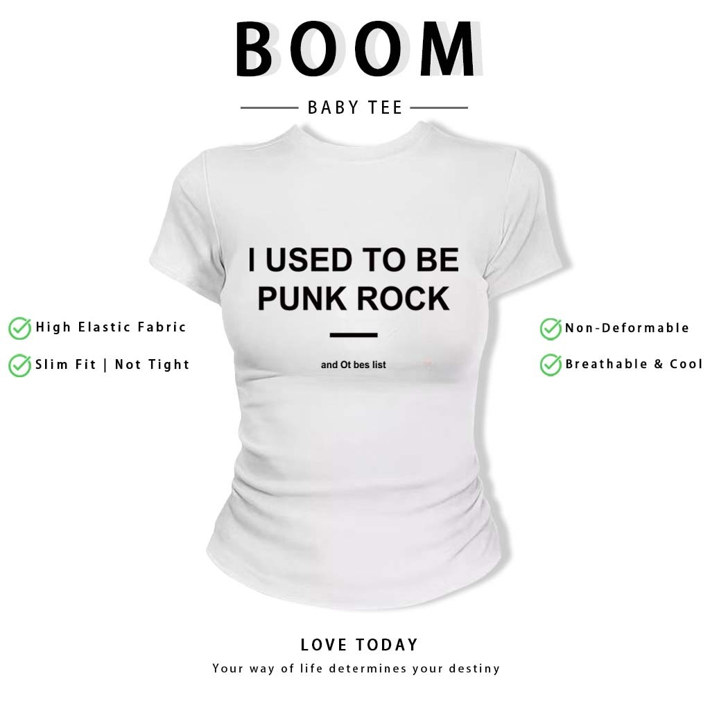 BOOM Áo Baby Tee Nữ Cotton Ôm Body-Áo Thun Ngắn Tay Y2K In Hình PhongCách Mùa Hè, Cổ Tròn Hàng Đầucách hàn quốc phong#76