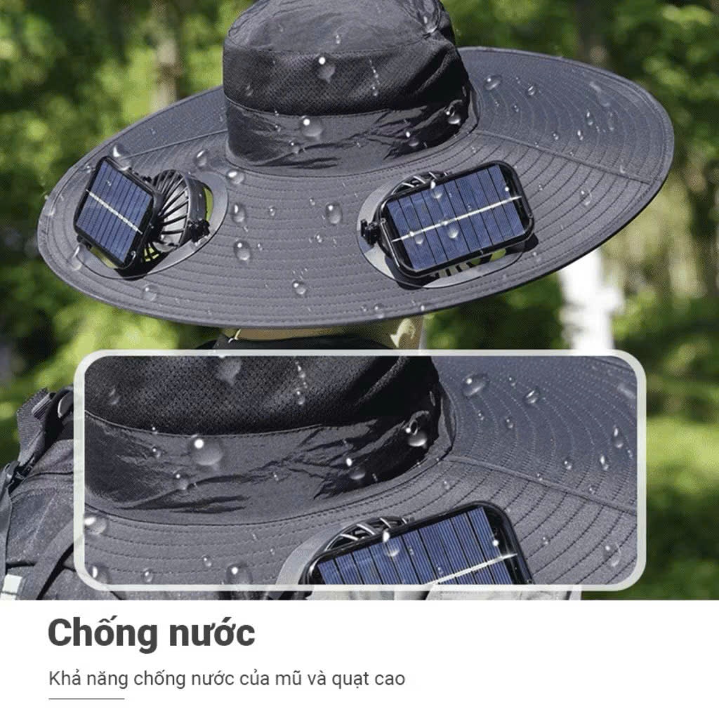 MŨ DU LỊCH GẮN QUẠT ĐIỀU HÒA CAO CẤP, CHỐNG NẮNG VÀNH RỘNG, Làm Mát Liên Tục, Dễ Dàng Mang Theo Mọi Hoạt Động