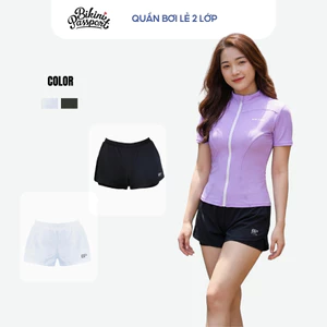 Quần bơi nữ 2 lớp dáng ngắn thể thao cao cấp đi biển - Bikini Passport - BS1015_BL