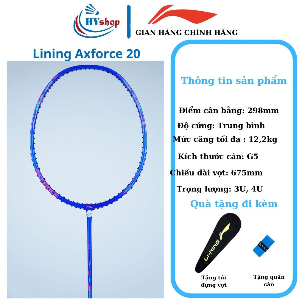 Vợt cầu lông Lining Axforce 20 chính hãng, KHUNG CHƯA CĂNG, kèm quà tặng hấp dẫn - HVShop