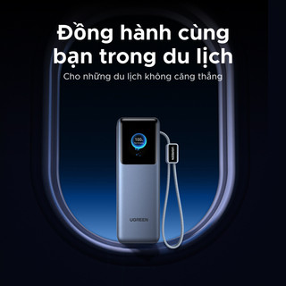 【Được chứng nhận CCC】Sạc dự phòng UGREEN 25.000mAh | Công suất 200W | Tích hợp 2 cáp USB-C có thể rút gọn