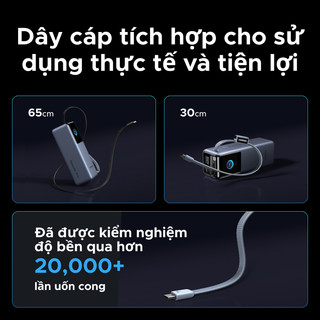 【Được chứng nhận CCC】Sạc dự phòng UGREEN 25.000mAh | Công suất 200W | Tích hợp 2 cáp USB-C có thể rút gọn