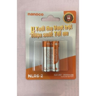Vỉ 2 Pin Alkaline AA 1.5V Dung Lượng 2600mah Nanoco NLR6-2