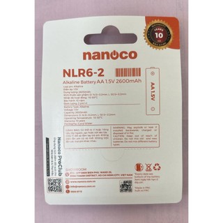 Vỉ 2 Pin Alkaline AA 1.5V Dung Lượng 2600mah Nanoco NLR6-2