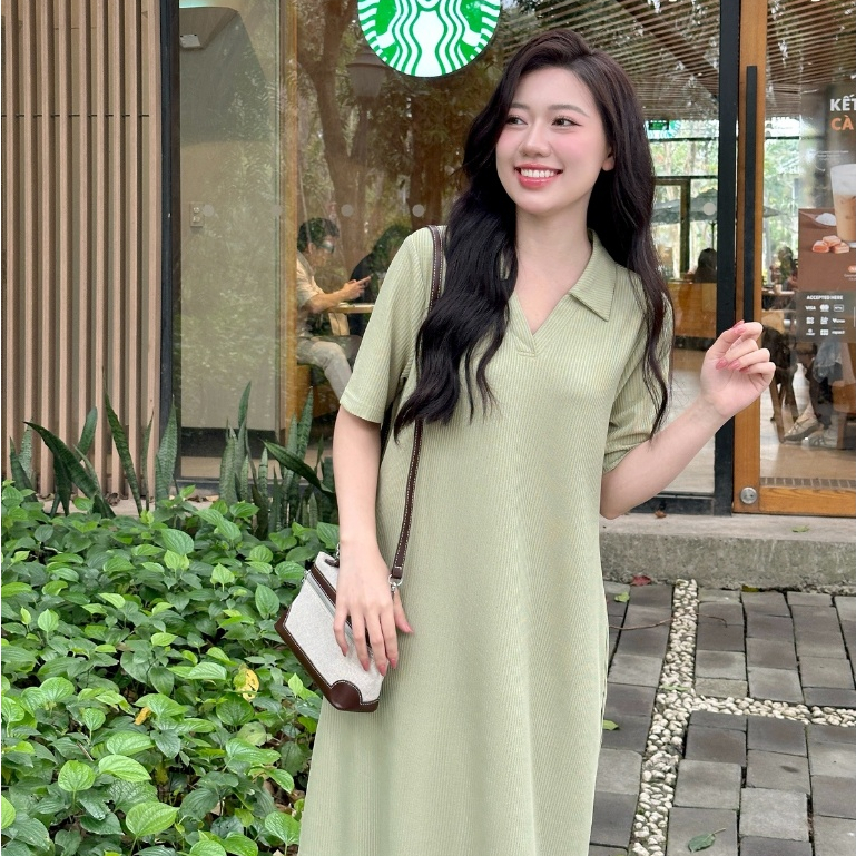Váy bầu dáng suông Rika Dress cổ polo kiểu basic, váy bầu mùa hè, đầm bầu thiết kế by LAMME