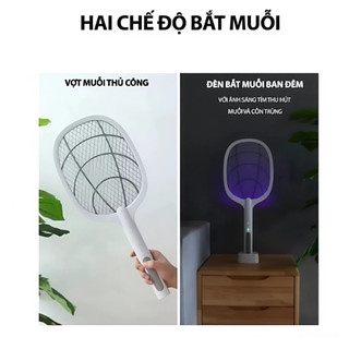Vợt Muỗi Sạc Điện Diệt Muỗi Nhanh 3 Trong 1 Có Đèn UV Lưới 3 Lớp An Toàn