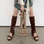 Giày Sandal Nữ Jia Bujia Kiểu Hàn Quốc, Bốt Cao Cổ Thời Trang Retro Giúp Tăng Chiều Cao
