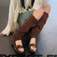 Giày Sandal Nữ Jia Bujia Kiểu Hàn Quốc, Bốt Cao Cổ Thời Trang Retro Giúp Tăng Chiều Cao