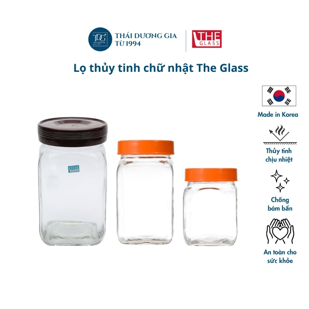 Lọ đựng thủy tinh chữ nhật cao cấp Hàn Quốc The Glass các loại - Thái Dương Gia