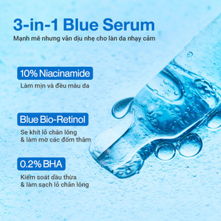 Tinh chất chống lão hoá NUMBUZIN No.3 Blue Bio-Retinol Pore Refining Serum, giảm kích ứng, se khít lỗ chân lông 30ml