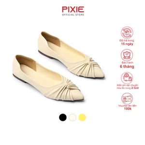 Giày Búp Bê Nữ Đế Mềm Bệt Nơ Xoắn Mũi Nhọn Pixie X717