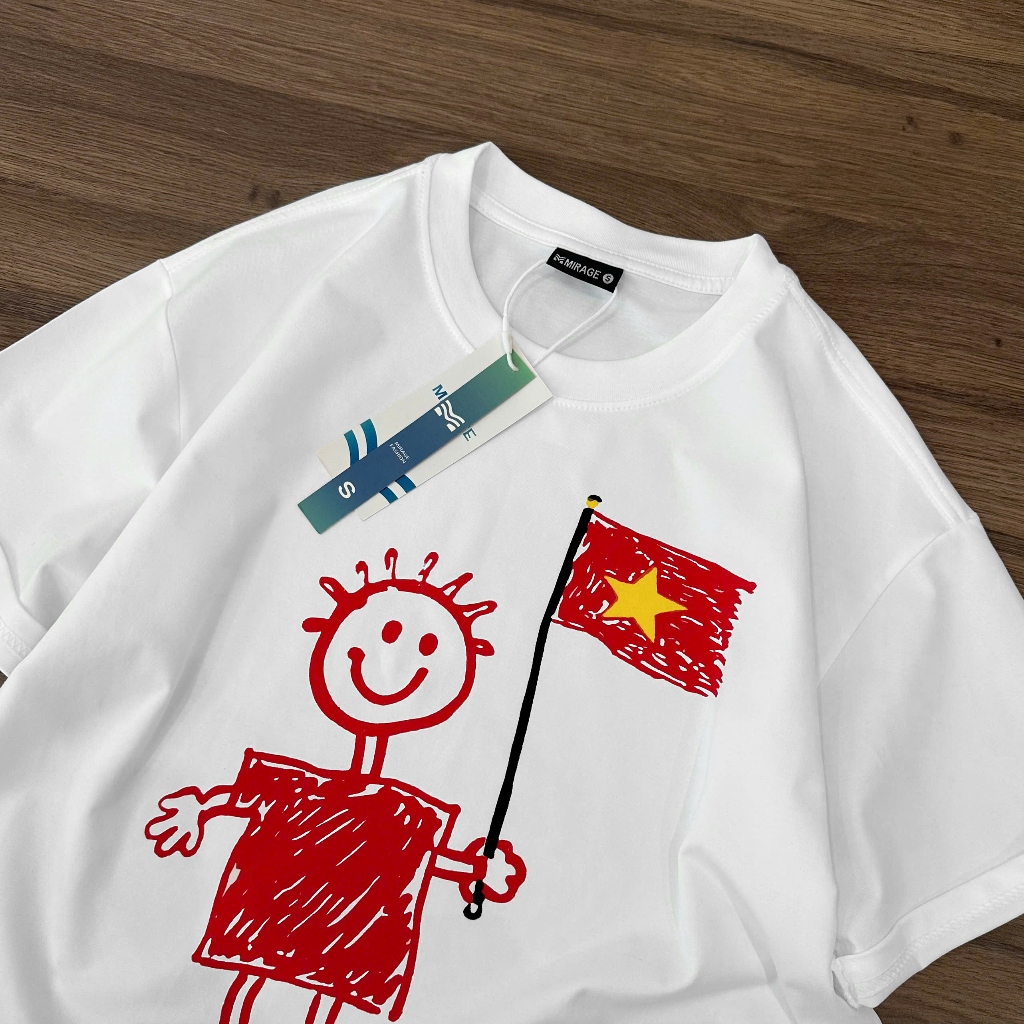 Áo Thun Phối Lá Cờ Thời Trang, Chất Cotton Mềm Mịn, Có Kèm Hình Thật.