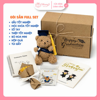 Combo Set Quà Tốt Nghiệp - Gấu + Thiệp + Móc Khóa - Set Quà Tặng Bạn Thân, Bạn Bè Ý Nghĩa
