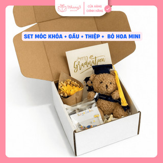 Combo Set Quà Tốt Nghiệp - Gấu + Thiệp + Móc Khóa - Set Quà Tặng Bạn Thân, Bạn Bè Ý Nghĩa