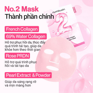 Mặt nạ giấy NUMBUZIN No.2 Rose PDRN Collagen Plumping Sheet Mask, dưỡng ẩm, phục hồi, căng bóng da 33ml