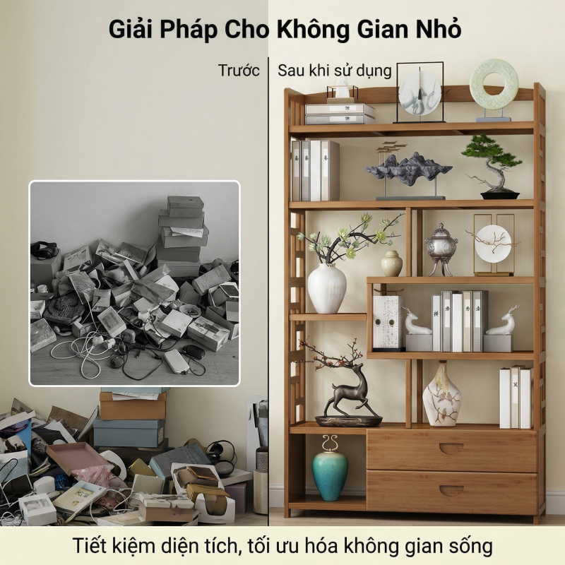 LACCOHUG Kệ để đồ kệ để đồ phong cách cổ điển nhiều tầng có ngăn kéo tiết kiệm không gian phòng khách