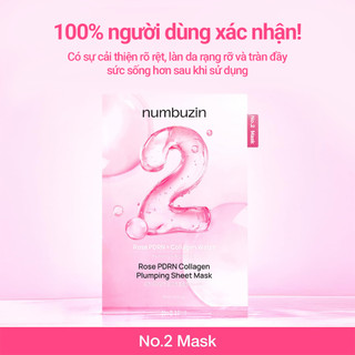 Mặt nạ giấy NUMBUZIN No.2 Rose PDRN Collagen Plumping Sheet Mask, dưỡng ẩm, phục hồi, căng bóng da 33ml