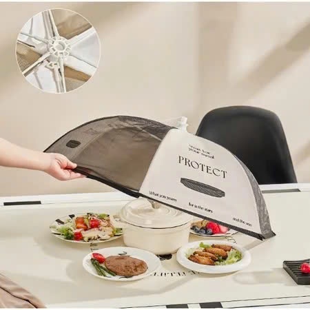 T40_Lồng Bàn Gấp Gọn Chụp Thức Ăn Vải Tích Hợp Lưới