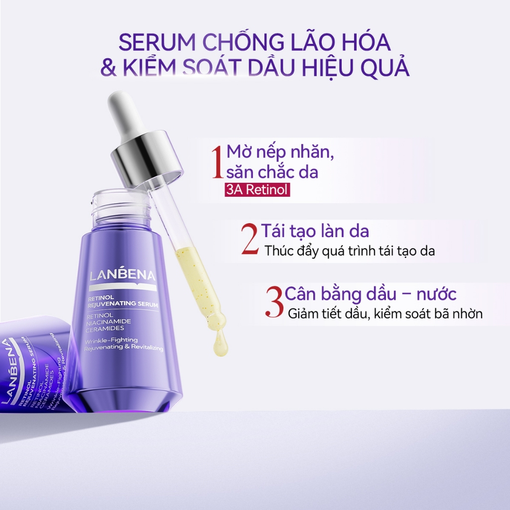 LANBENA Serum  Retinol Niacinamide - Dưỡng Sáng Mờ Nhăn Trẻ Hóa Da Dưỡng Ẩm, Căng Mọng Mịn Màng, Nuôi Dưỡng Da Hiệu Quả