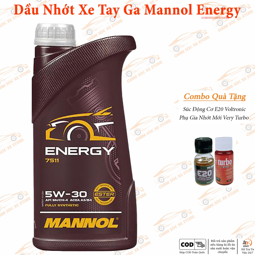 Dầu Nhớt Dành Cho Xe Tay Ga Mannol Energy 7511 5w30 Tặng 1 Súc Động Cơ Và 1 Turbo
