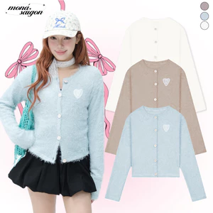 Áo khoác nữ MONÁ chất len giả lông trang trí ren tim - STACY