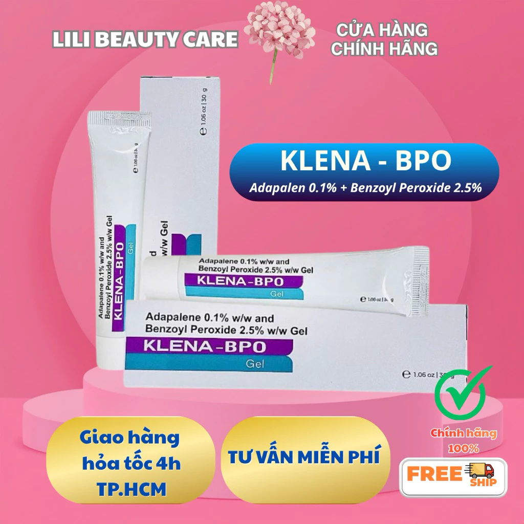 Giảm Mụn Klena BPO Adapalene 0.1% and Benzoyl Peroxide 2.5% 30gram giảm mụn ẩn mờ thâm, mụn trứng cá