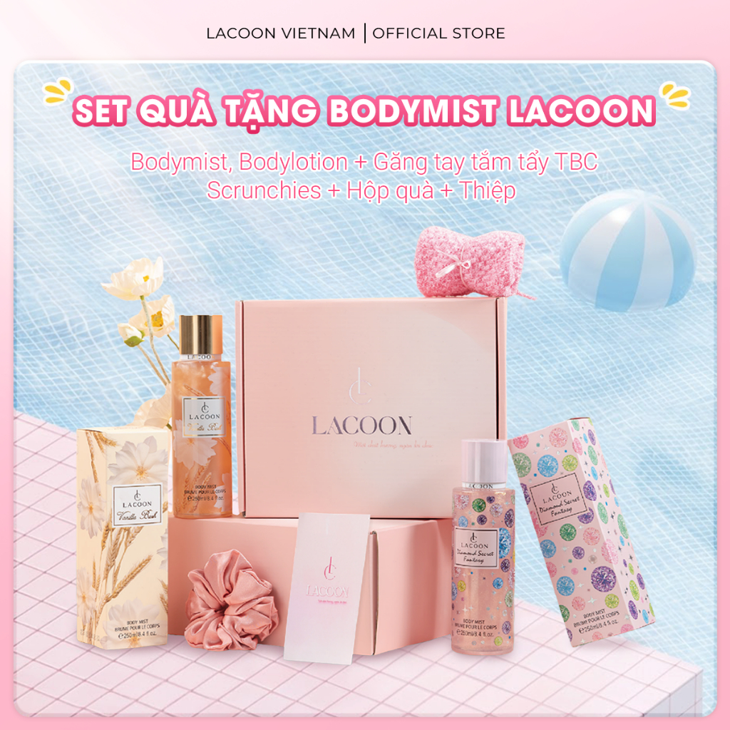 Set Quà Tặng LACOON Body Mist & Body Lotion - Hương Nước Hoa Dưỡng Da Chính Hãng