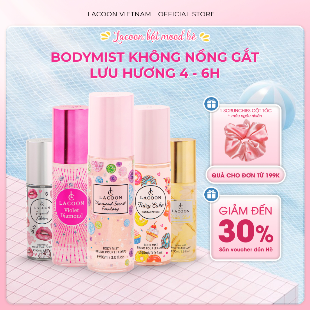 Xịt Thơm LACOON Body Mist 90ML – Hương Nước Hoa Nam Nữ, Không Nồng Gắt, Thơm Hàng Ngày