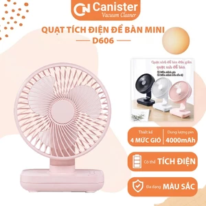Quạt mini để bàn pin 4000mah dùng liên tục đến 15h, quạt tích điện để bàn cỡ lớn xoay tự động