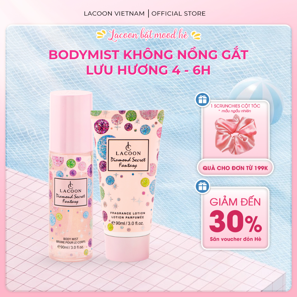 [BEST SELLER] Set Body Mist & Body Lotion LACOON 90ML – Hương Nước Hoa, Dưỡng Ẩm Sâu, Lưu Hương Lâu Trên Da