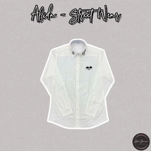 ⚡️[Hight Quality] Áo Sơ Mi Nam Nữ \/ Embroi Ready To - Điểm Nhấn Thêu Hoa Ở Cổ Phối Chữ Cao Cấp