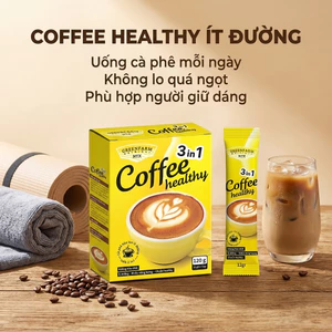 Cafe Healthy Ít Đường - Hộp 10 Gói x 12gr, Vị Cà Phê Thơm Nhẹ, Phù Hợp Lối Sống Lành Mạnh