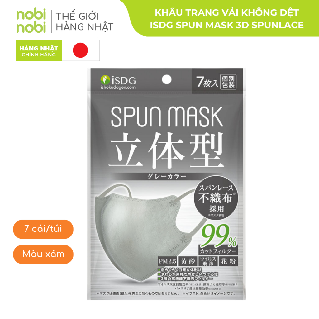 [7 cái/túi ] Khẩu trang iSDG vải không dệt dạng 3D Sunplace