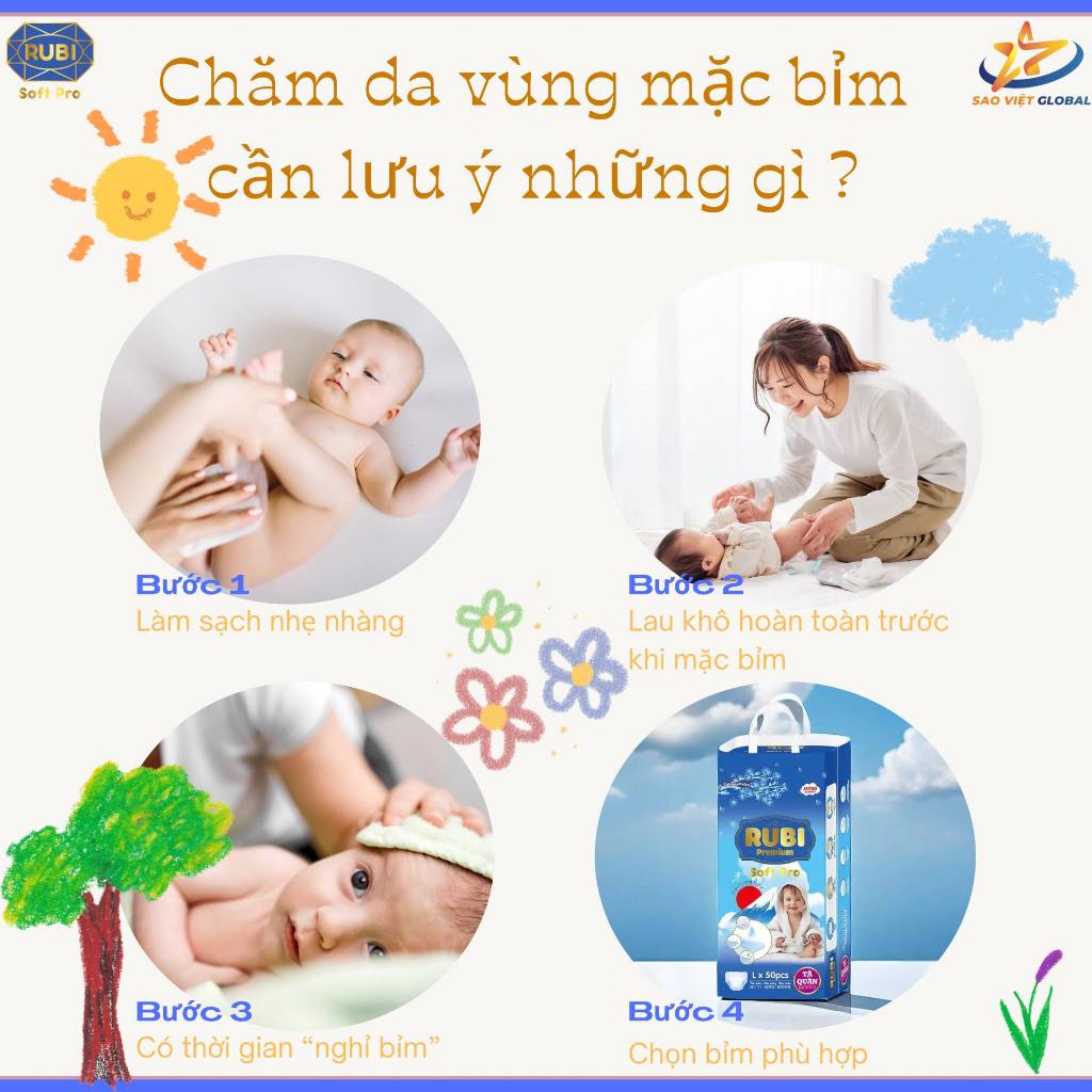 Tã Bỉm Quần Cho Bé Rubi Premium 50 miếng  Size XL - TẶNG 1 BỊCH KHĂN GIẤY 120 TỜ