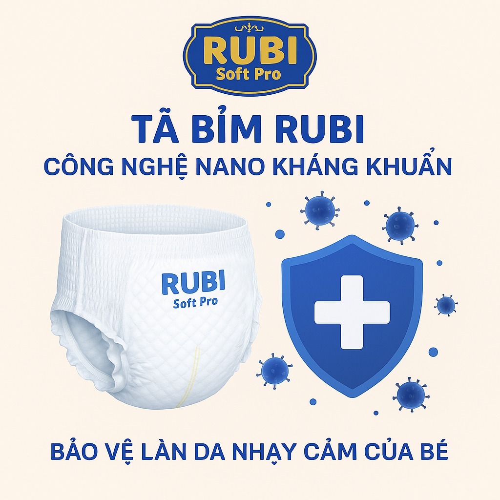 Tã Bỉm Quần Cho Bé Rubi Premium 50 miếng  Size XL - TẶNG 1 BỊCH KHĂN GIẤY 120 TỜ