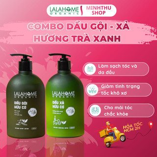 (Lalahome Organic) Combo Dầu Gội - Xả Hữu Cơ 500ml, Hương Trà Xanh, Ngăn Ngừa Gàu, Rụng, Tóc Chắc Khỏe