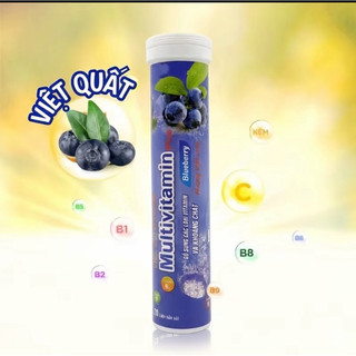 multivitamin Plus vị Việt Quất , giải nhiệt mùa hè vị thơm dễ uống, tuýp 20 viên