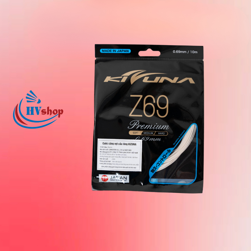 Cước căng vợt cầu lông Kizuna Z69 khả năng kiểm soát vượt trội, độ bền cao - HVShop