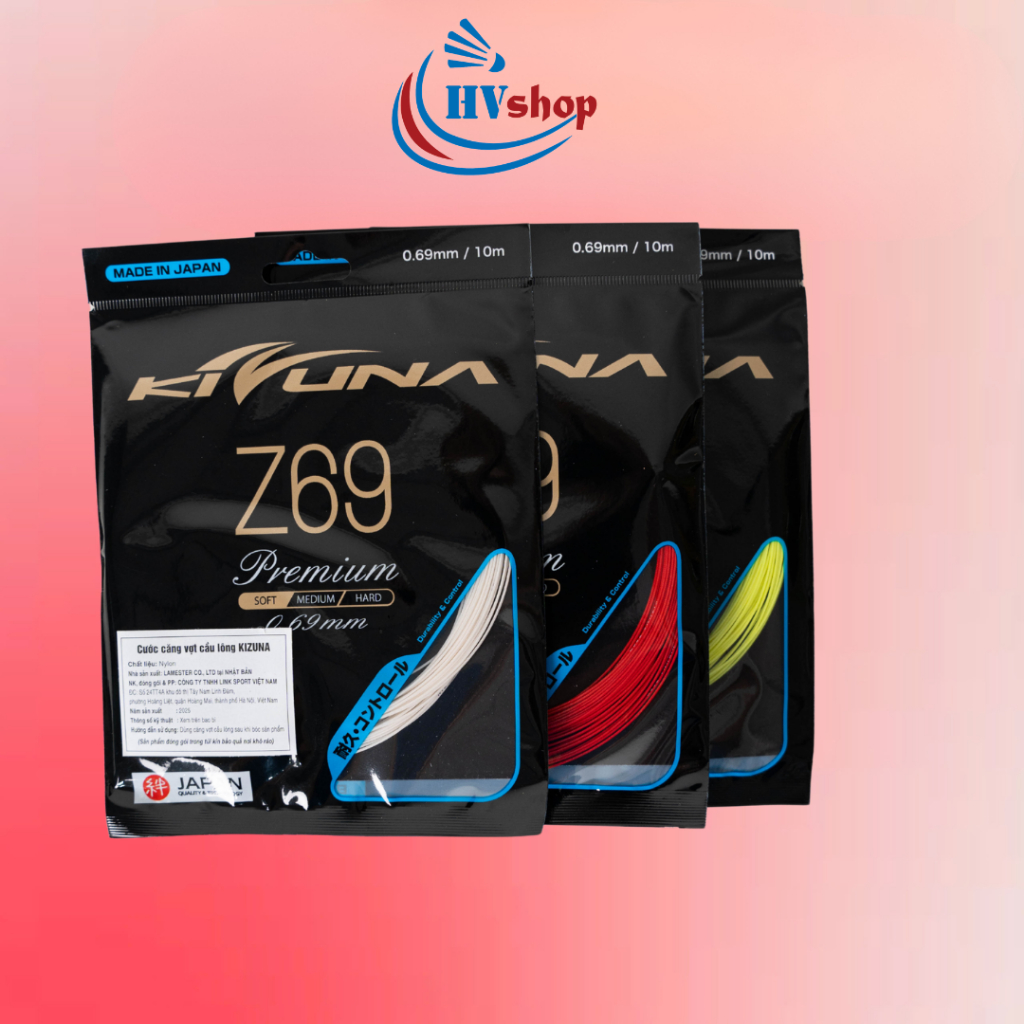Cước căng vợt cầu lông Kizuna Z69 khả năng kiểm soát vượt trội, độ bền cao - HVShop