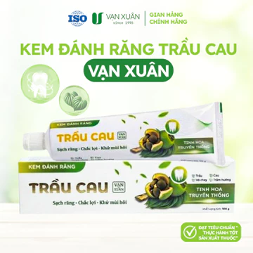 Kem đánh răng trầu cau Vạn Xuân tuýp 100g, kem đánh răng dược liệu làm sạch răng, thơm miệng, chắc nướu