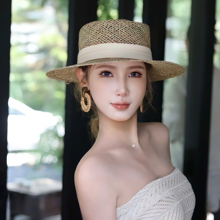 Mũ Cói Nữ Vành Rộng 8CM Đẹp Đi Biển MC19 - MC29 - MC38 - Mũ Cói Đan Thưa Thoáng Mát Cá Tính | Thương Hiệu MUGU