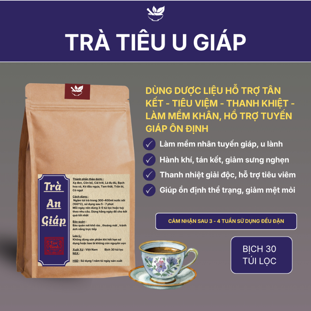 Trà Tiêu U Giáp Thảo Mộc - Giúp Vùng Cổ Dễ Chịu, Cân Bằng Cơ Thể, Duy Trì Trạng Thái Khỏe Khoắn Tự Nhiên