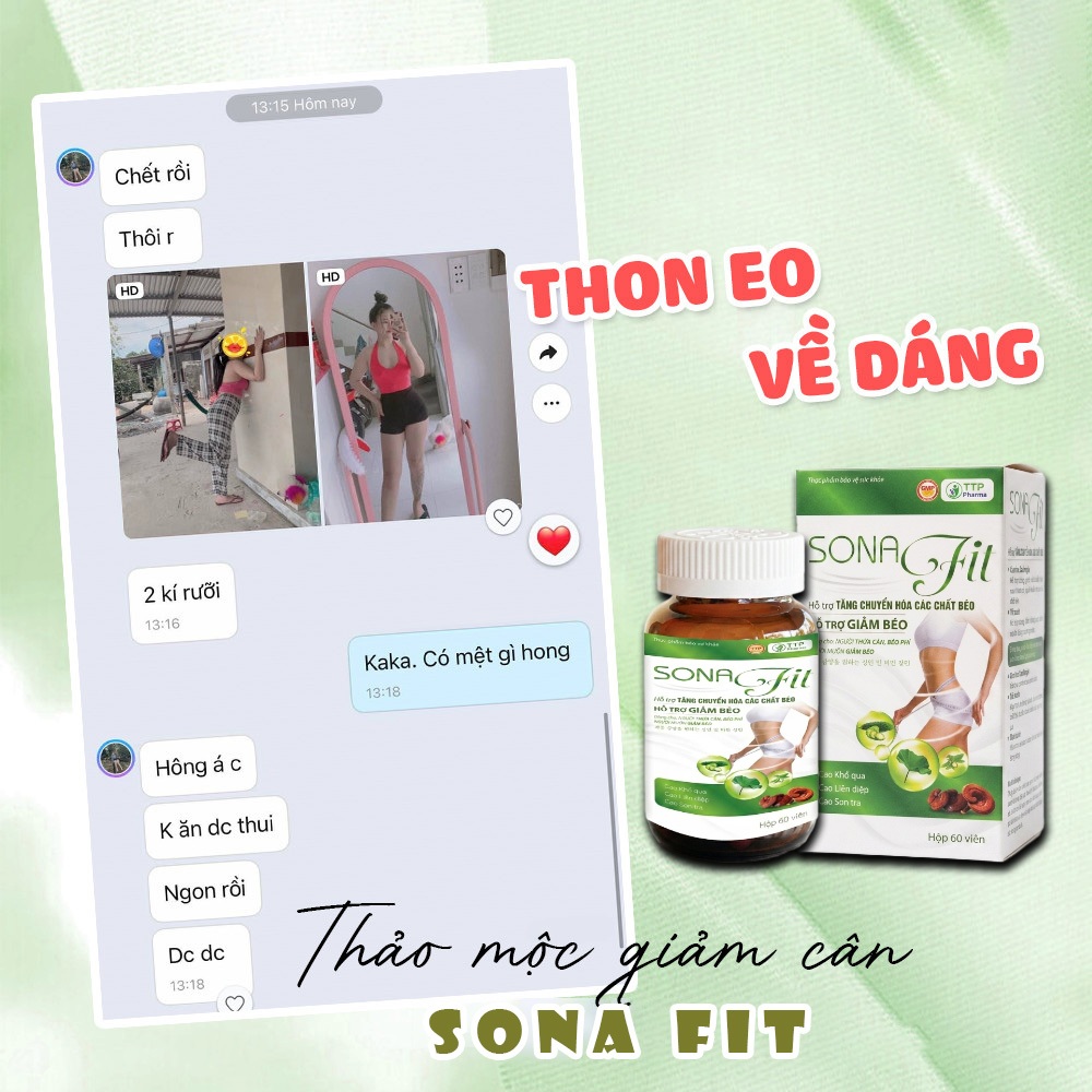 Viên uống giảm cân cấp tốc Sona Fit - Slimly Calysa Chitosan Trà Xanh hộp 60 viên