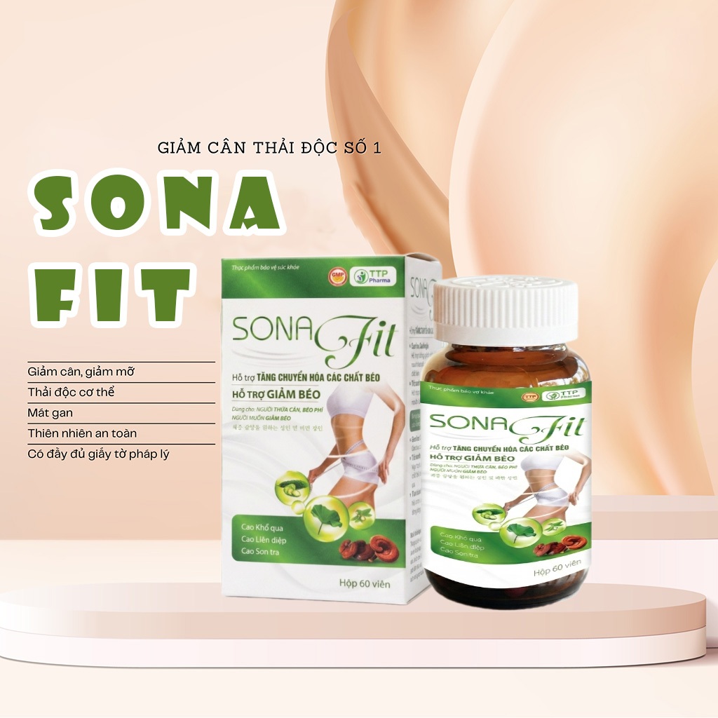 Viên uống giảm cân cấp tốc Sona Fit - Slimly Calysa Chitosan Trà Xanh hộp 60 viên