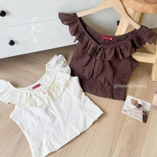 (HAVANA) Áo babydoll ROSI hoa nhỏ cột nơ AO799